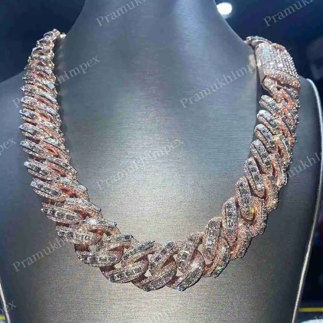 Moissanite Cuban Link Chain Iced Out - Rapper Mewah 20MM Sepenuhnya Es Keluar