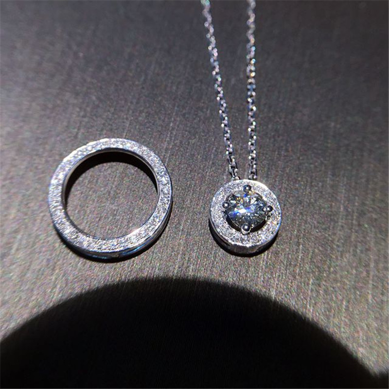 Moissanite Pendant Necklace Solitaire - 2 In 1 Lab Liontin Berlian