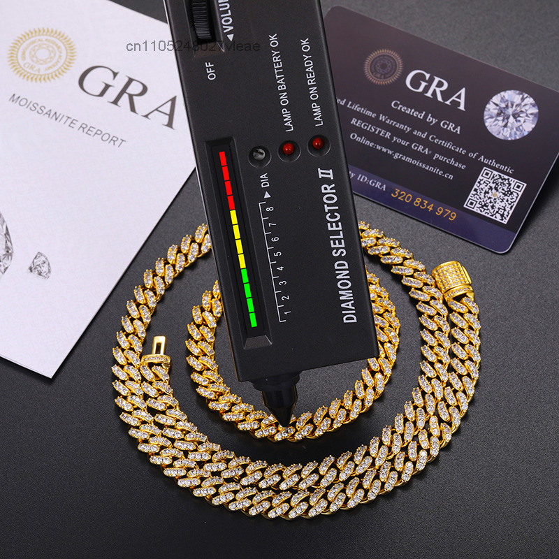 Moissanite Cuban Link Chain Iced Out - Harga Murah 8mm 1 Baris VVS