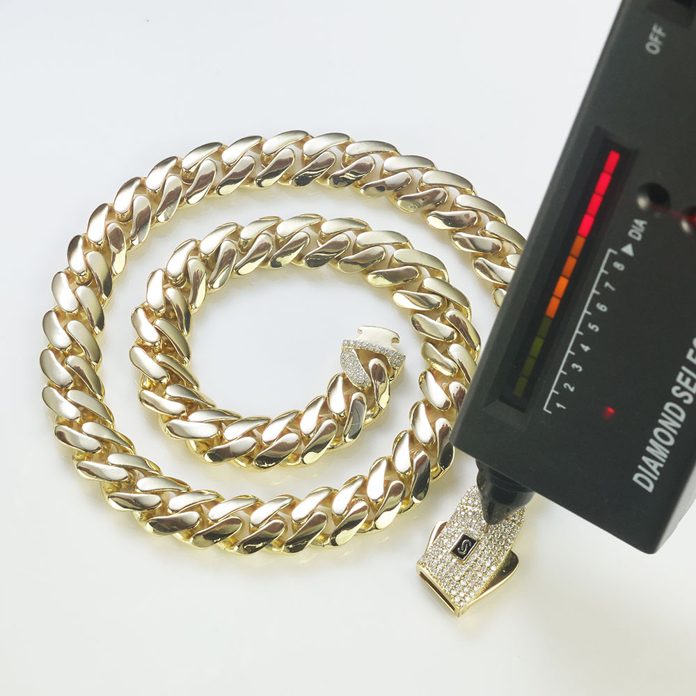 Moissanite Cuban Link Chain Iced Out - ESKEEM Baru 925 Perak Rantai Monaco