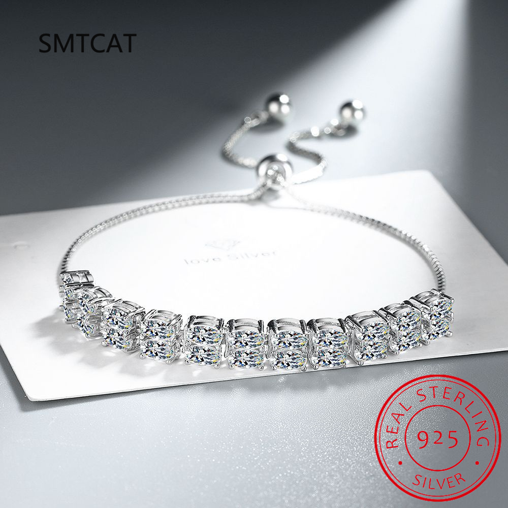 Moissanite Tennis Bracelet 925 Sterling - Gelang tenis Moissanite 6mm di tangan