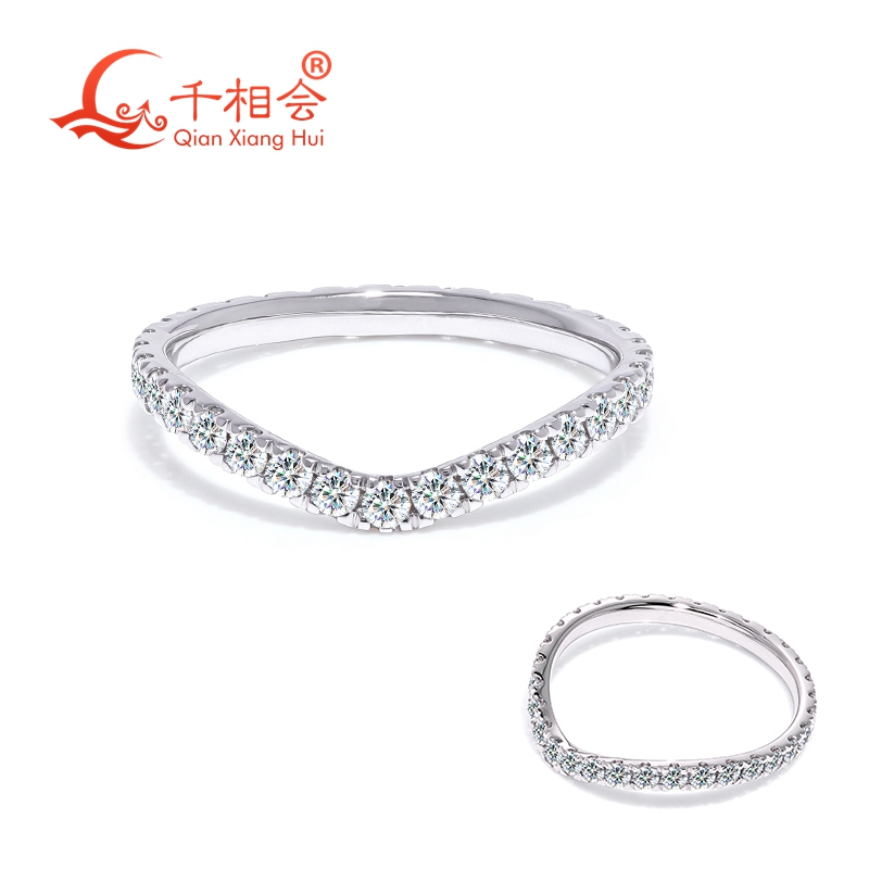 Moissanite Eternity Band Ring Stackable - Cincin Perak Sterling S925 D white