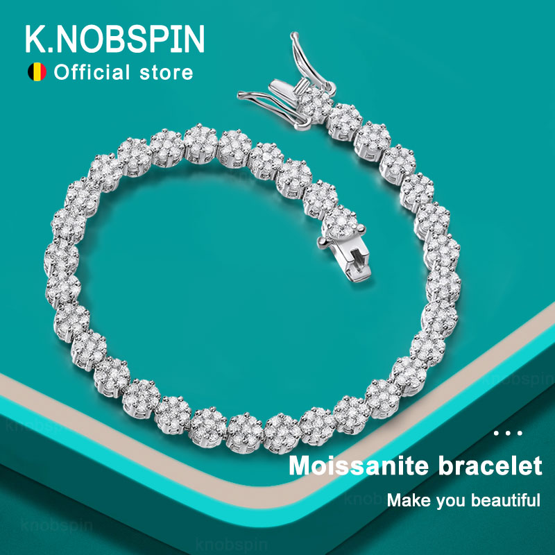 Moissanite Tennis Bracelet 925 Sterling - KNOBSPIN D VVS1 gelang tenis Moissanite,