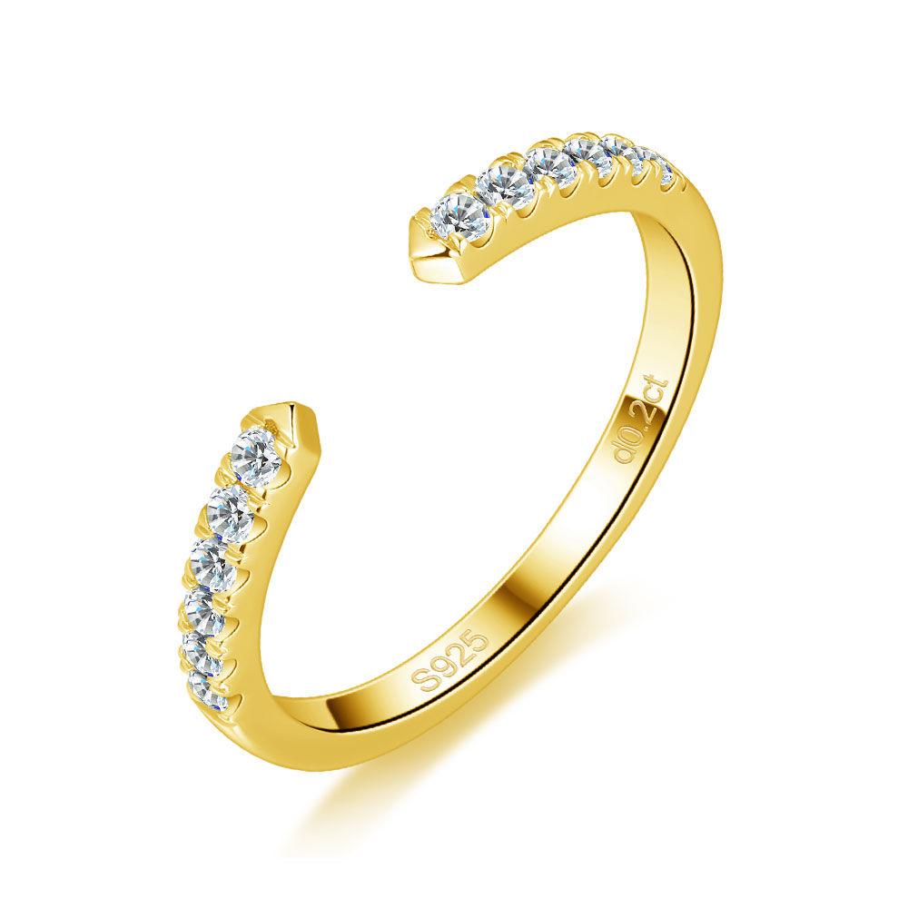 Moissanite Eternity Band Ring Stackable - M-JAJA Cincin Manset Terbuka Moissanite untuk