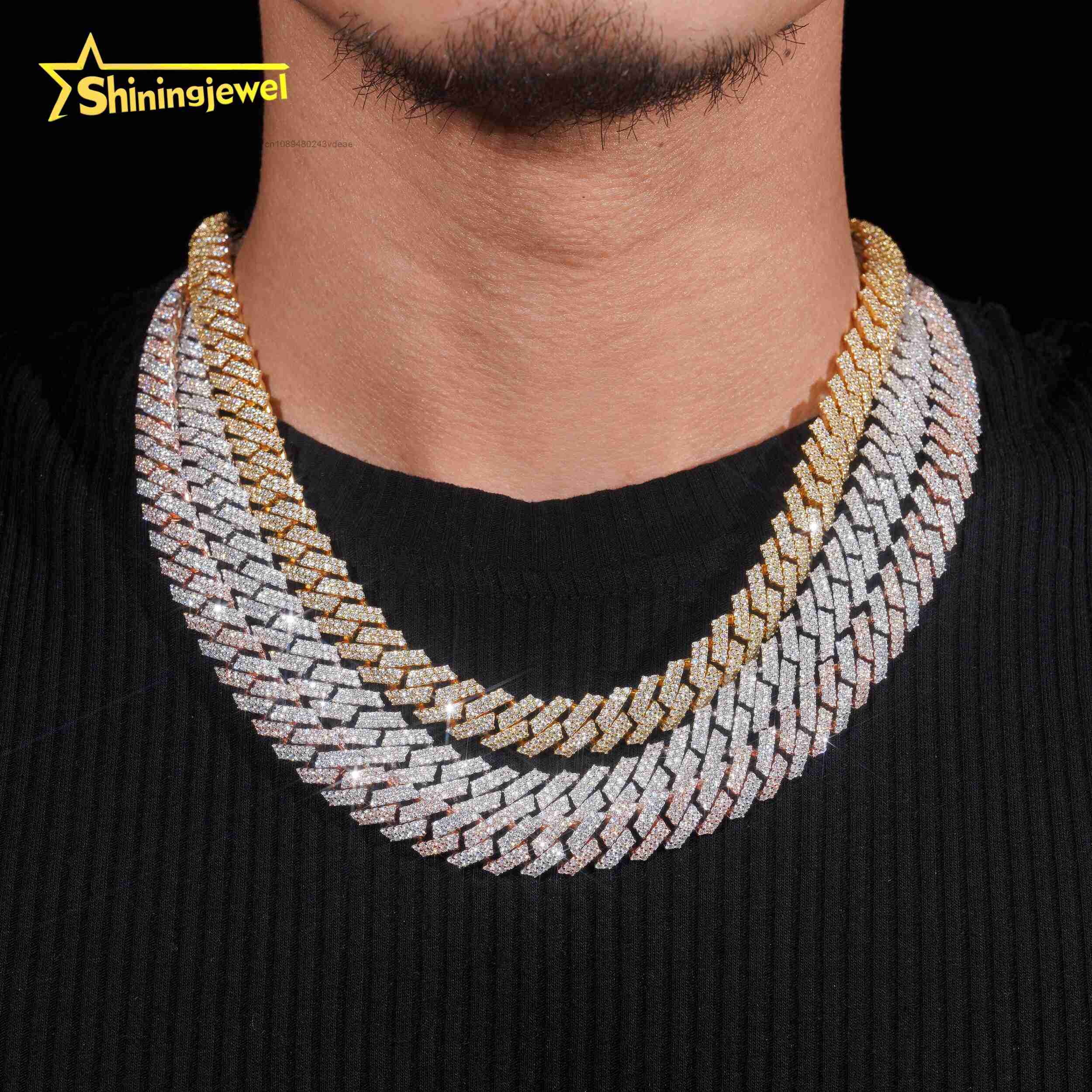 Moissanite Cuban Link Chain Iced Out - Perhiasan Hip Hop Berkualitas Tinggi, Kalung