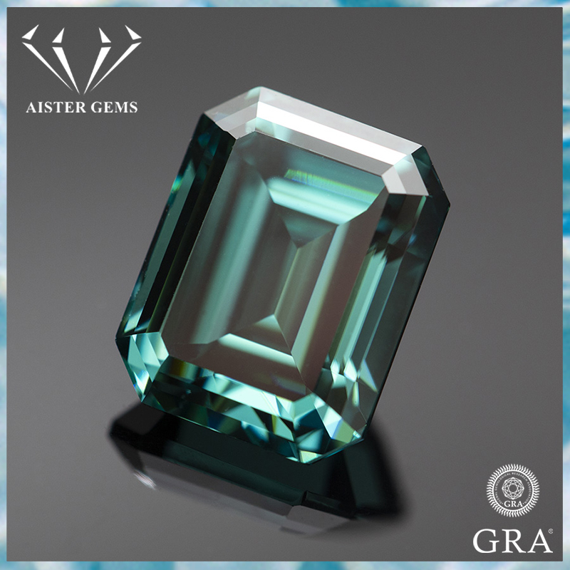 Gra Certificate Loose Moissanite Stone - Batu Moissanite Hijau Zamrud yang Tidak
