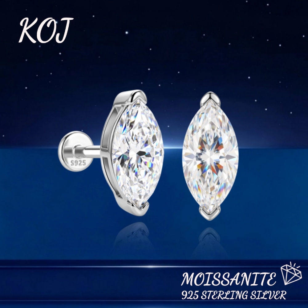 Moissanite Stud Earrings Round Cut 1Ct - KOJ 1PC Anting Tusuk Perak S925