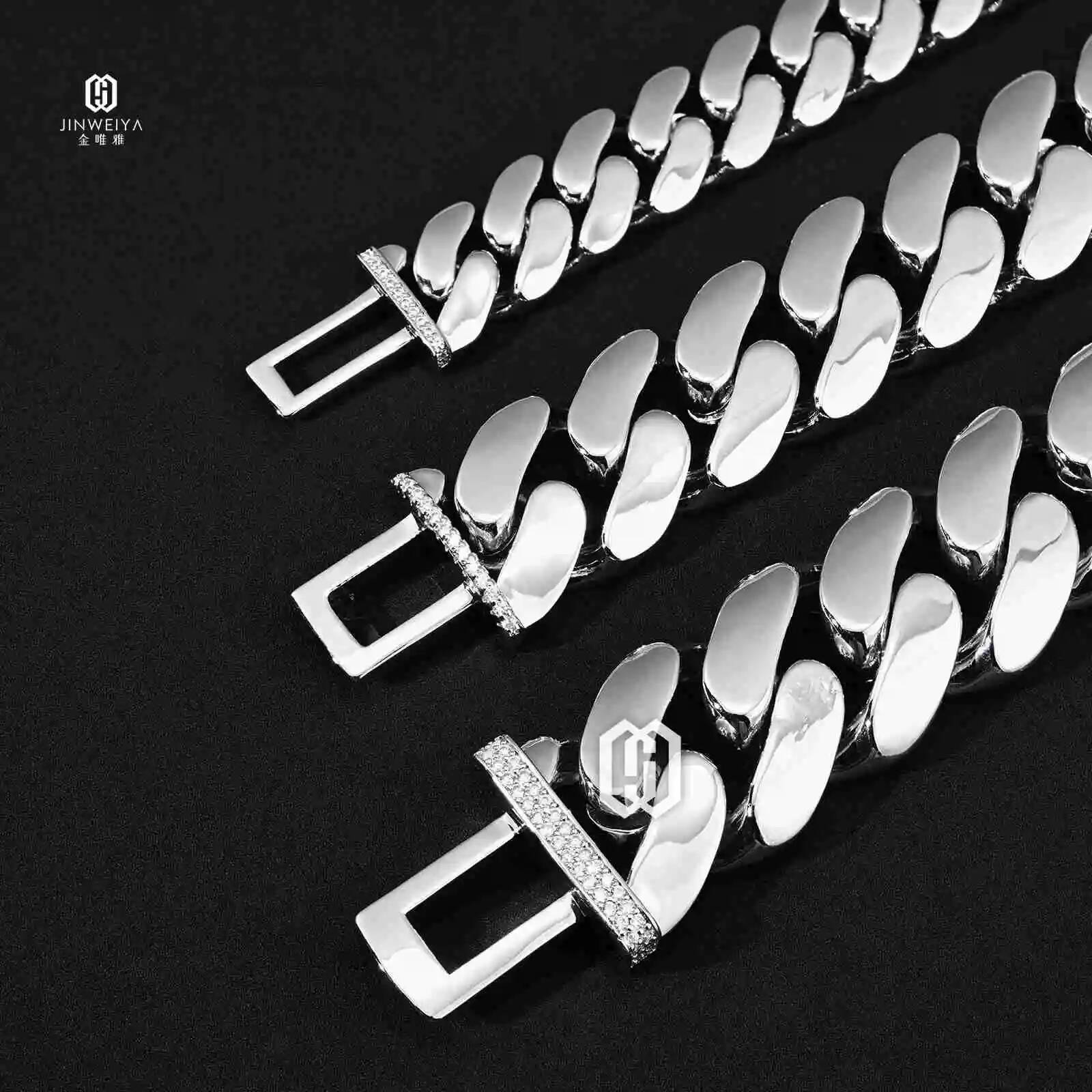 Moissanite Cuban Link Chain Iced Out - Kalung Rantai Cuban Miami Mewah 23mm