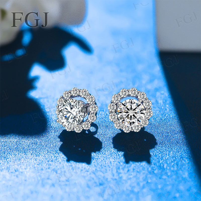 Moissanite Stud Earrings Round Cut 1Ct - Anting-anting berlian moissanite wanita, perak 925