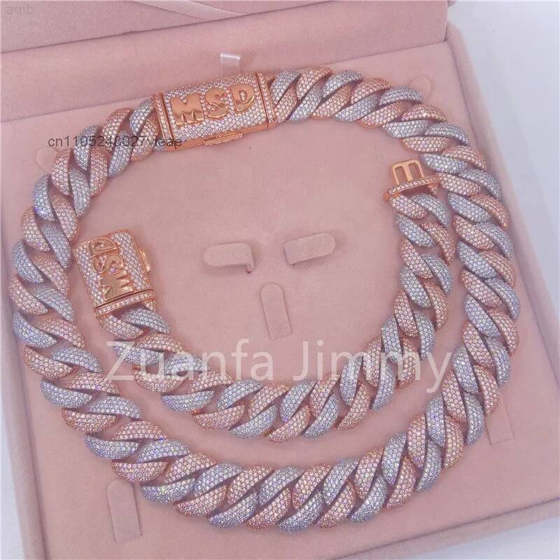 Moissanite Cuban Link Chain Iced Out - Kalung Rantai Cuban Miami Berlapis Dua