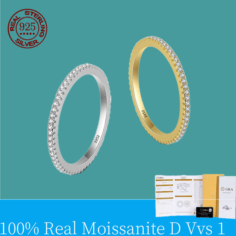 Moissanite Eternity Band Ring Stackable - Cincin Eternity yang Dapat Ditumpuk untuk