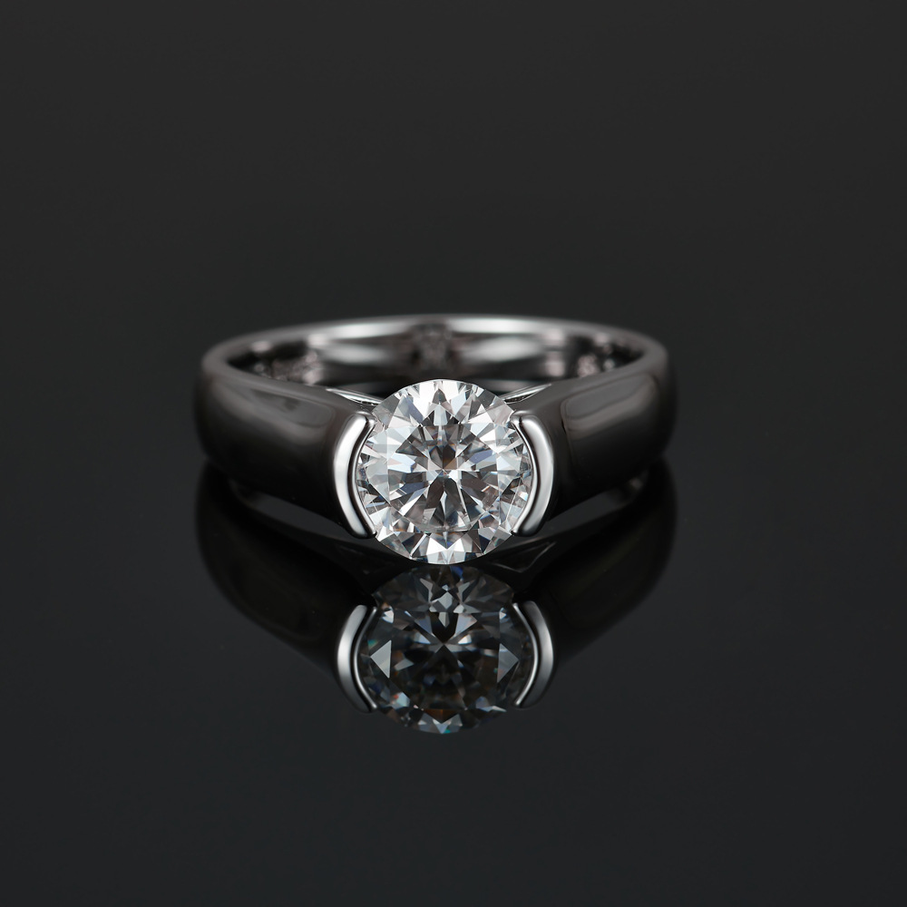 Moissanite Engagement Ring 2 Carat D Vvs1 - Cincin Moissanite Bulat 2 Karat Warna