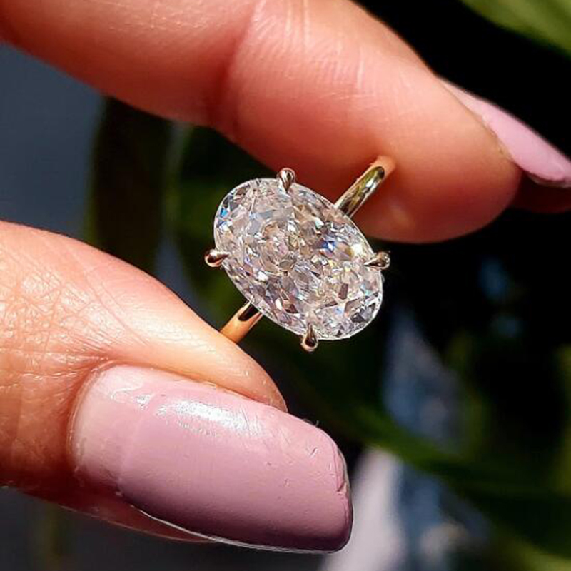 Lab Grown Diamond Ring 14K Gold - Cincin Pertunangan Moissanite 1-3 Karat Perak