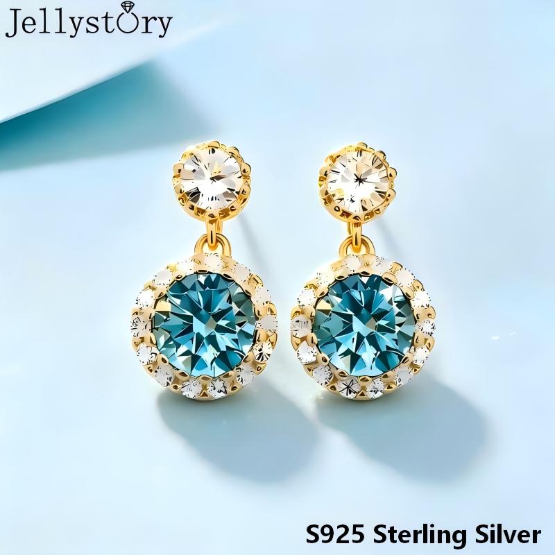 Moissanite Stud Earrings Round Cut 1Ct - Jellystory S925 Anting Perak Murni Moissanite