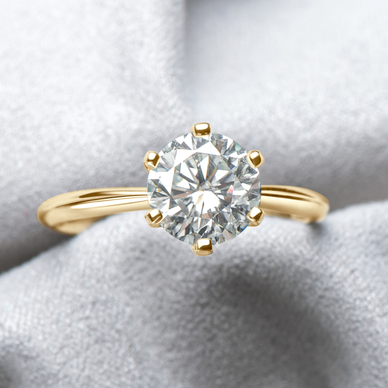 Lab Grown Diamond Ring 14K Gold - Anzew 0.5. 0ct Moissanite cincin soliter