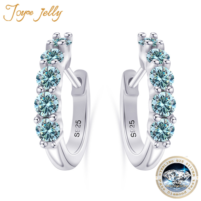 Moissanite Stud Earrings Round Cut 1Ct - JoyceJelly 925 perak murni Moissanite berlian
