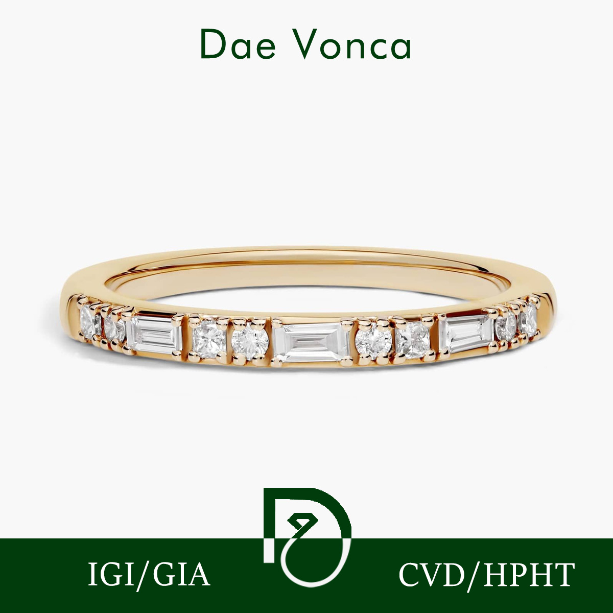 Lab Grown Diamond Ring 14K Gold - Cincin Emas Kuning 9K/14K/18K Half Eternity