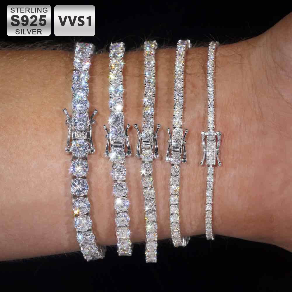 Moissanite Tennis Bracelet 925 Sterling - Gelang Tenis Moissanite ICEBLING 2/3/4/5MM VVS1