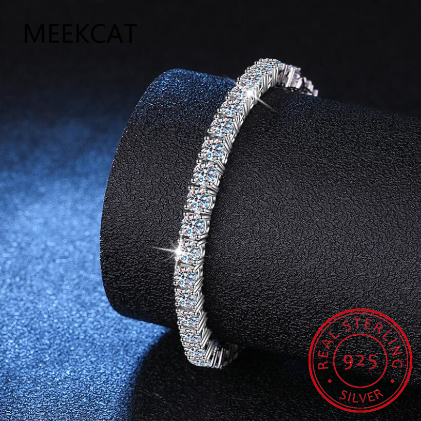 Moissanite Tennis Bracelet 925 Sterling - Gelang tenis Moissanite 3mm 4mm perak