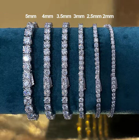 Moissanite Tennis Bracelet 925 Sterling - Gelang Tenis Moissanite 2-5mm untuk Wanita