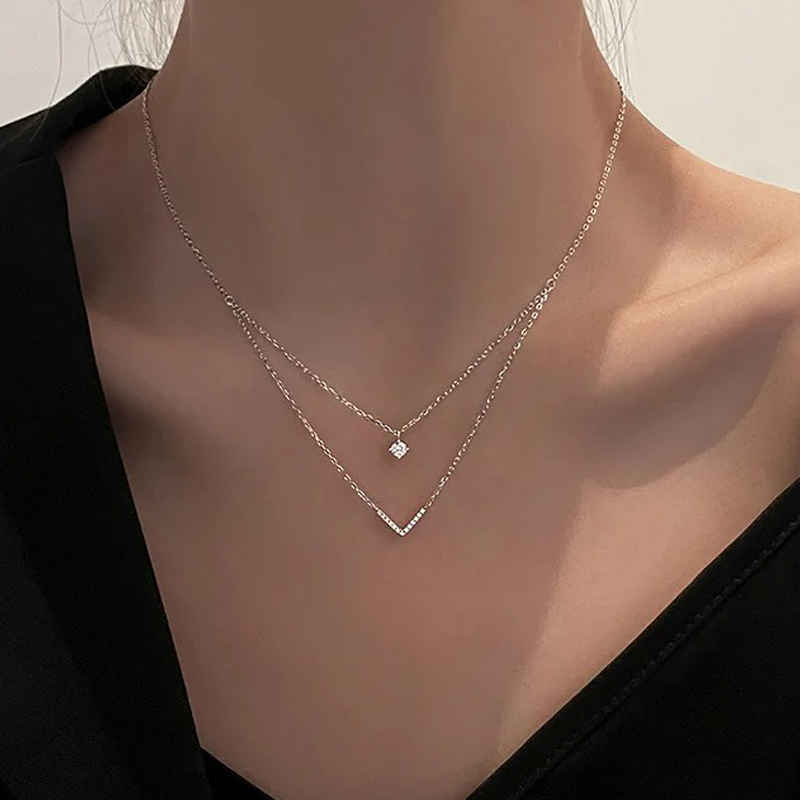 Moissanite Pendant Necklace Solitaire - Anziw V Huruf 5Mm Liontin Moissanite