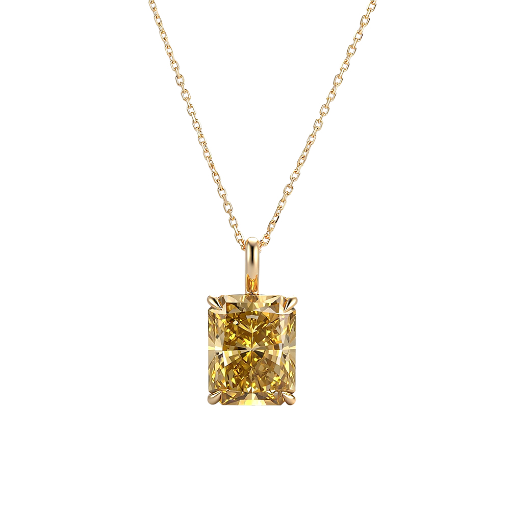 Moissanite Pendant Necklace Solitaire - Liontin Moissanite Provence 7 CT Champagne