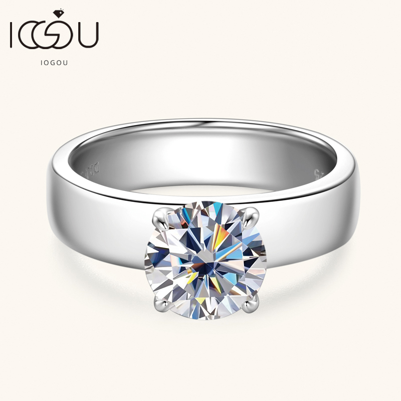 Moissanite Engagement Ring 2 Carat D Vvs1 - IOGOU cincin berlian Moissanite 2 karat