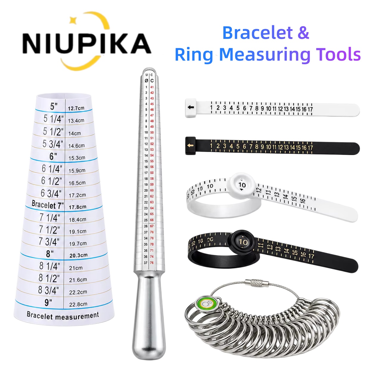 Ring Sizer Measuring Tool Mandrel Set - Set Alat Pengukur Ukuran Cincin Logam
