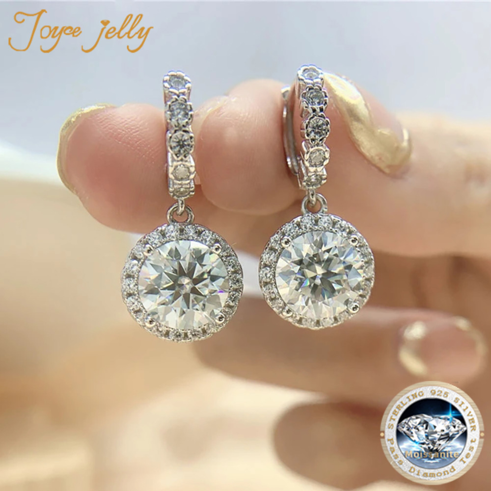 Moissanite Stud Earrings Round Cut 1Ct - JoyceJelly anting-anting perak murni 925 warna