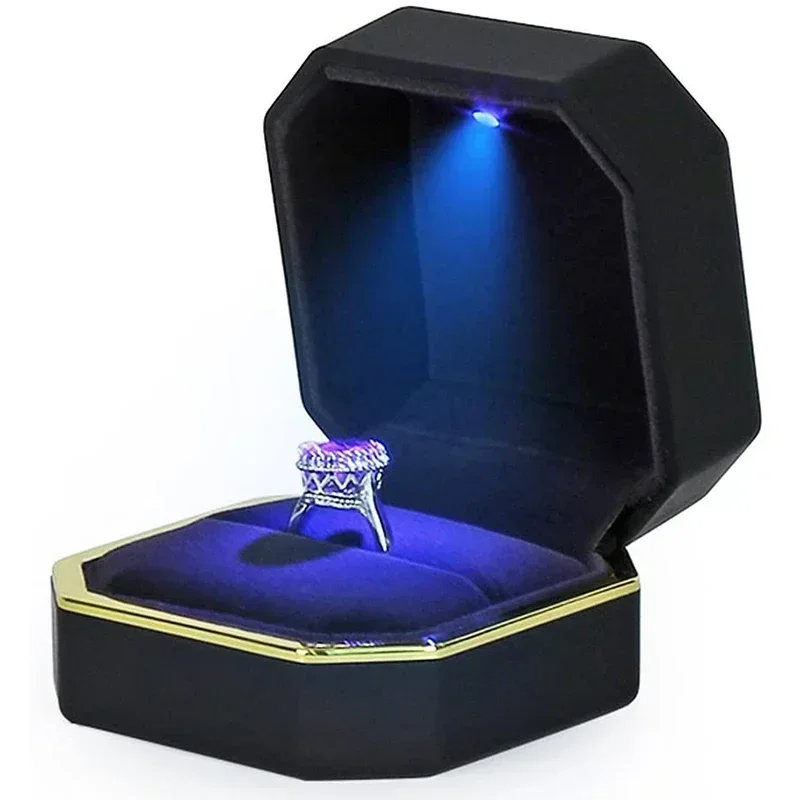 Velvet Ring Box Led Light Proposal - Kotak Cincin Ganda Baru, Kotak Perhiasan