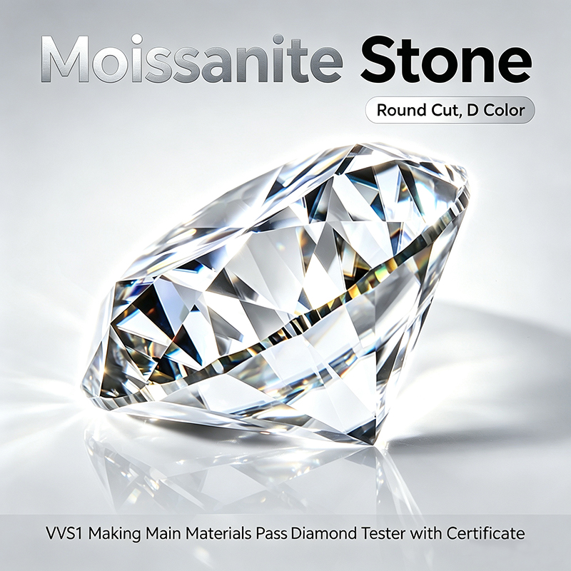 Batu Moissanite Bentuk Bulat,  - Gra Certificate Loose Moissanite Stone ulasan dan harga