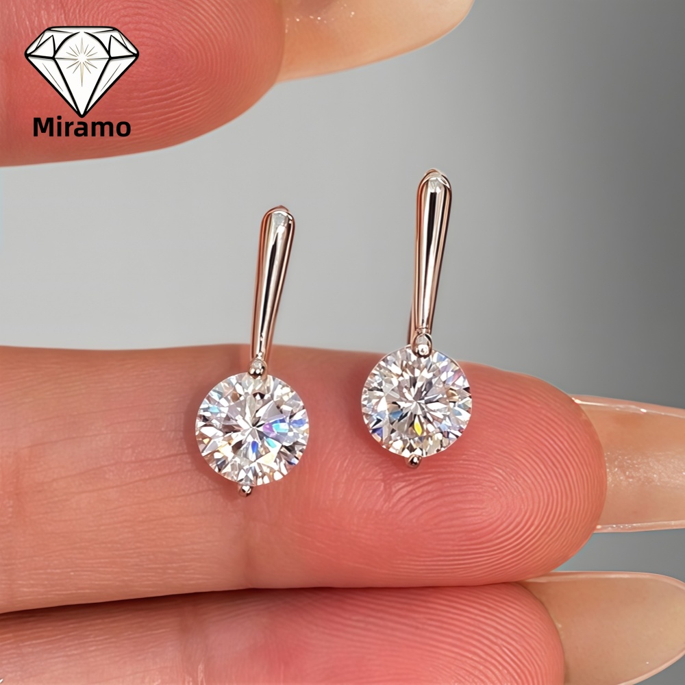 Anting Moissanite Potongan Bul - Moissanite Stud Earrings Round Cut 1Ct ulasan dan harga