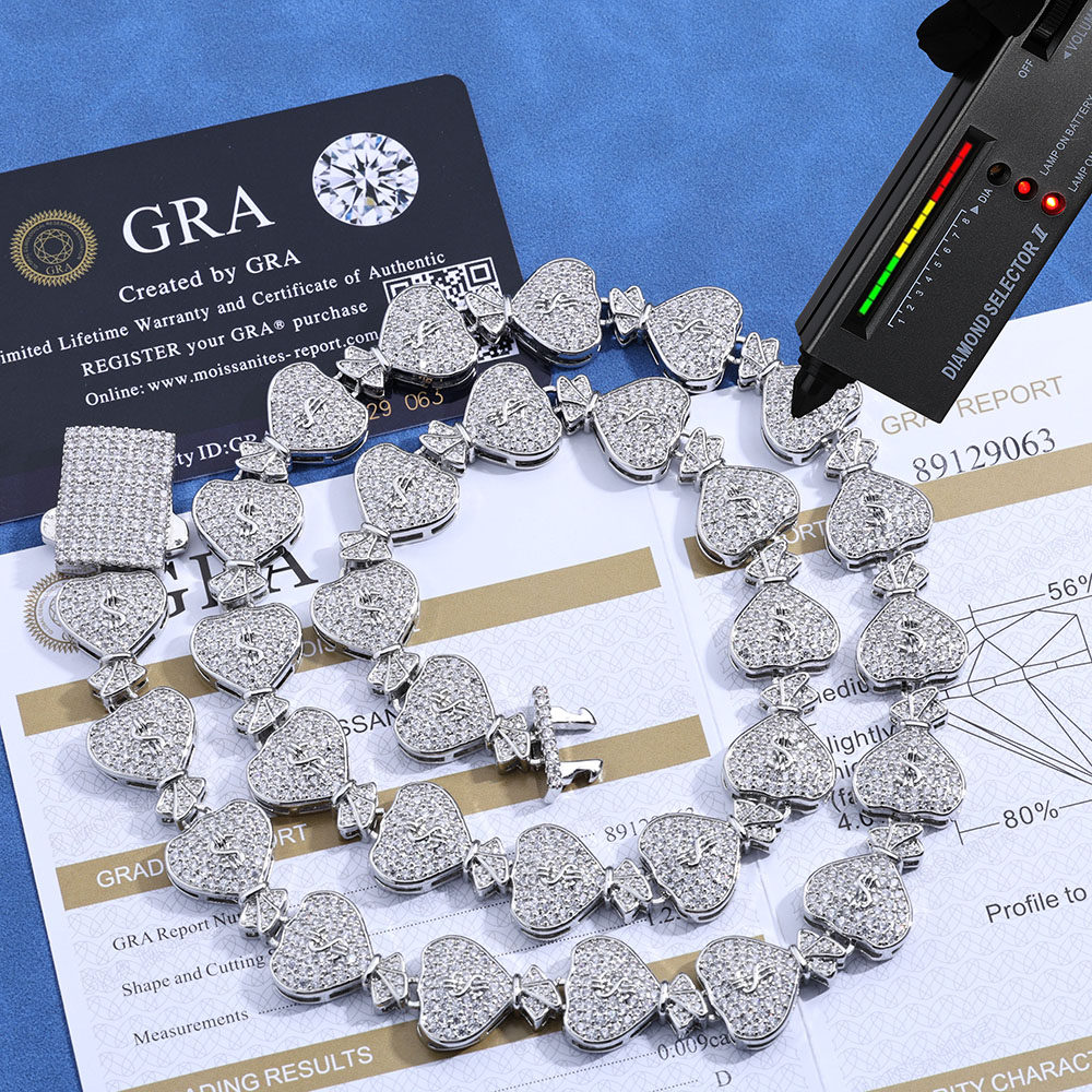 Tas uang Moissanite tes berlia - Moissanite Cuban Link Chain Iced Out ulasan dan harga