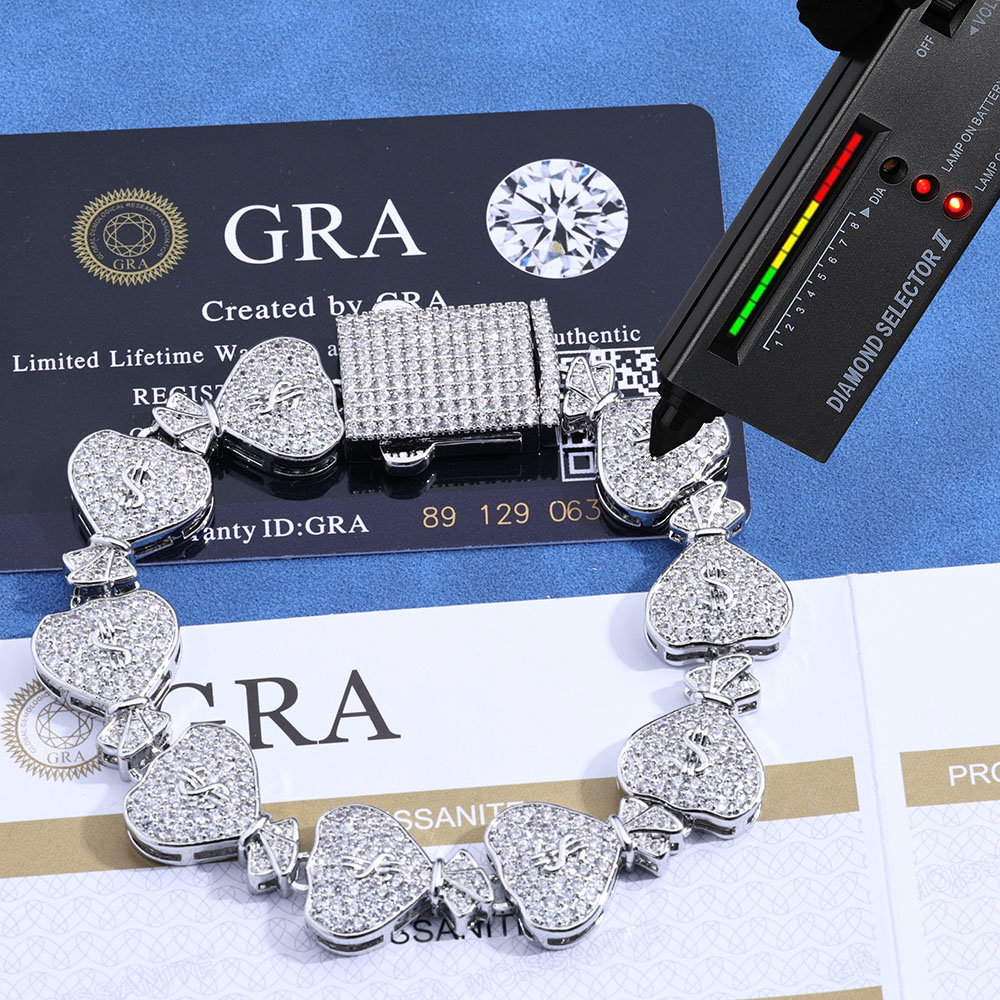 Tas uang Moissanite tes berlia - Moissanite Cuban Link Chain Iced Out ulasan dan harga