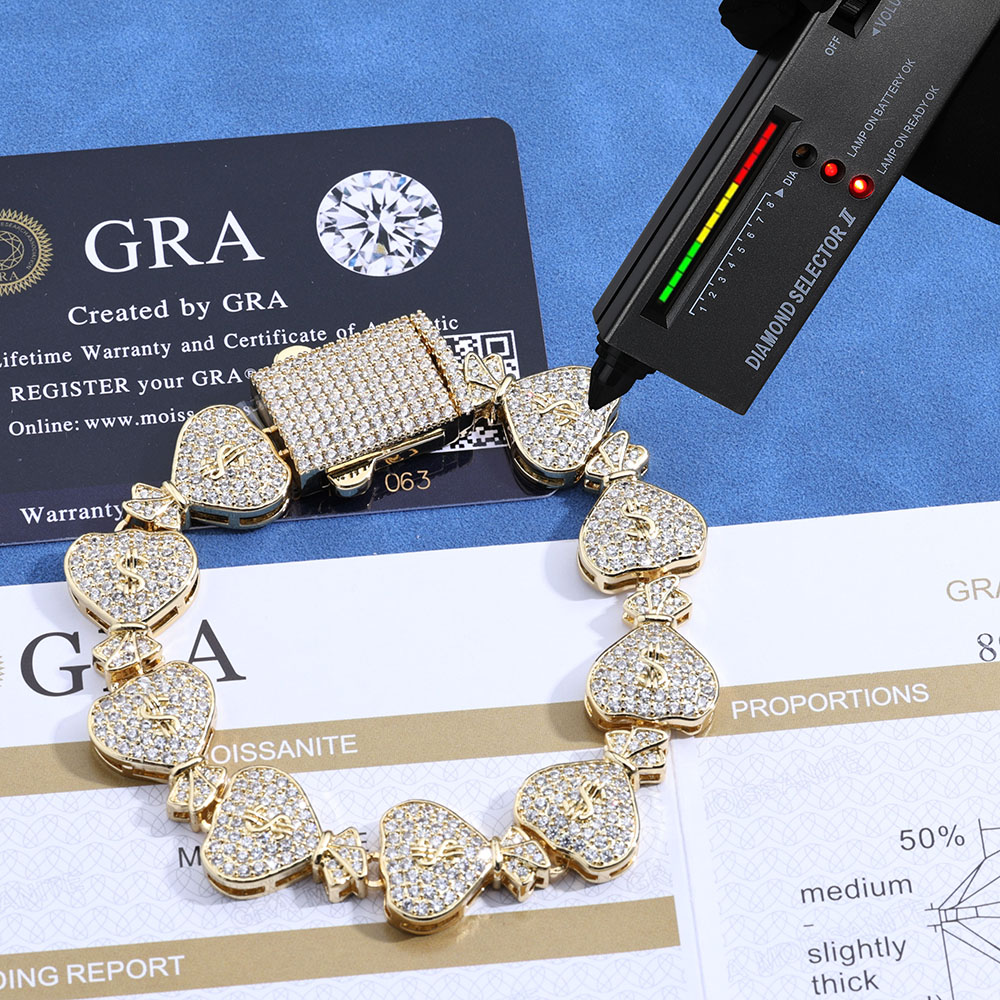 Tas uang Moissanite tes berlia - Moissanite Cuban Link Chain Iced Out ulasan dan harga