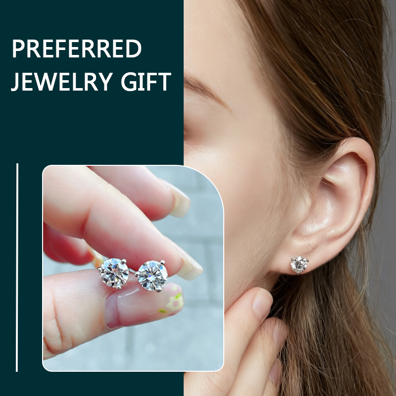 WES 1CT Anting Kancing Moissan - Moissanite Stud Earrings Round Cut 1Ct ulasan dan harga