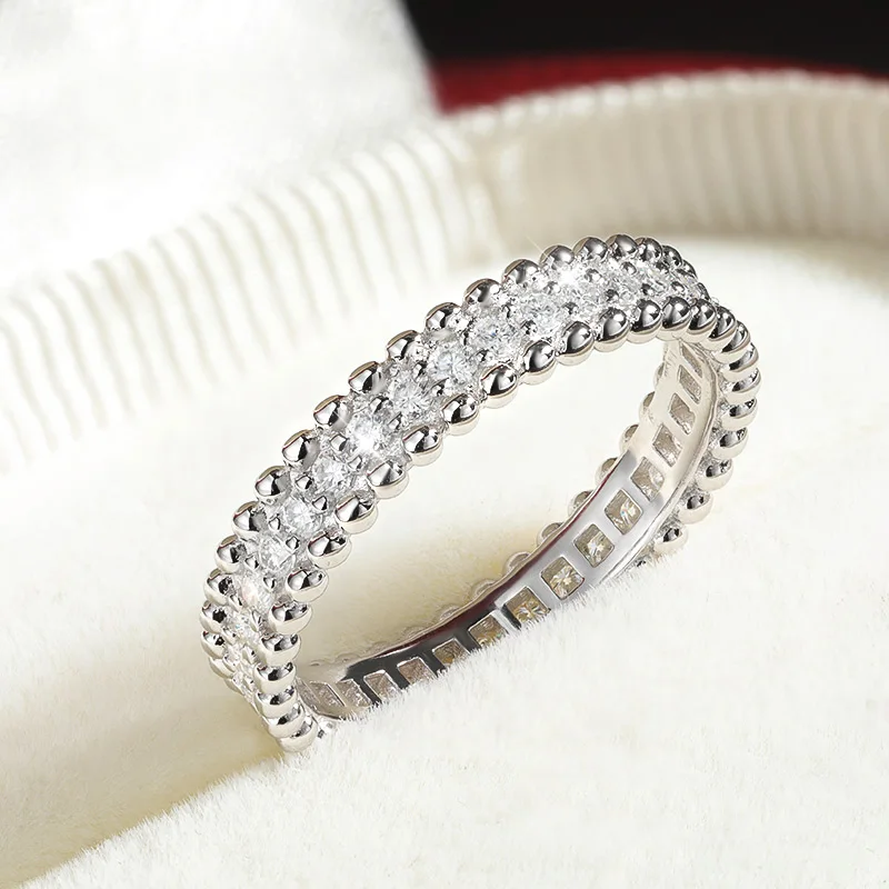 M-JAJA D VVS1 Cincin Moissanit - Moissanite Eternity Band Ring Stackable ulasan dan harga