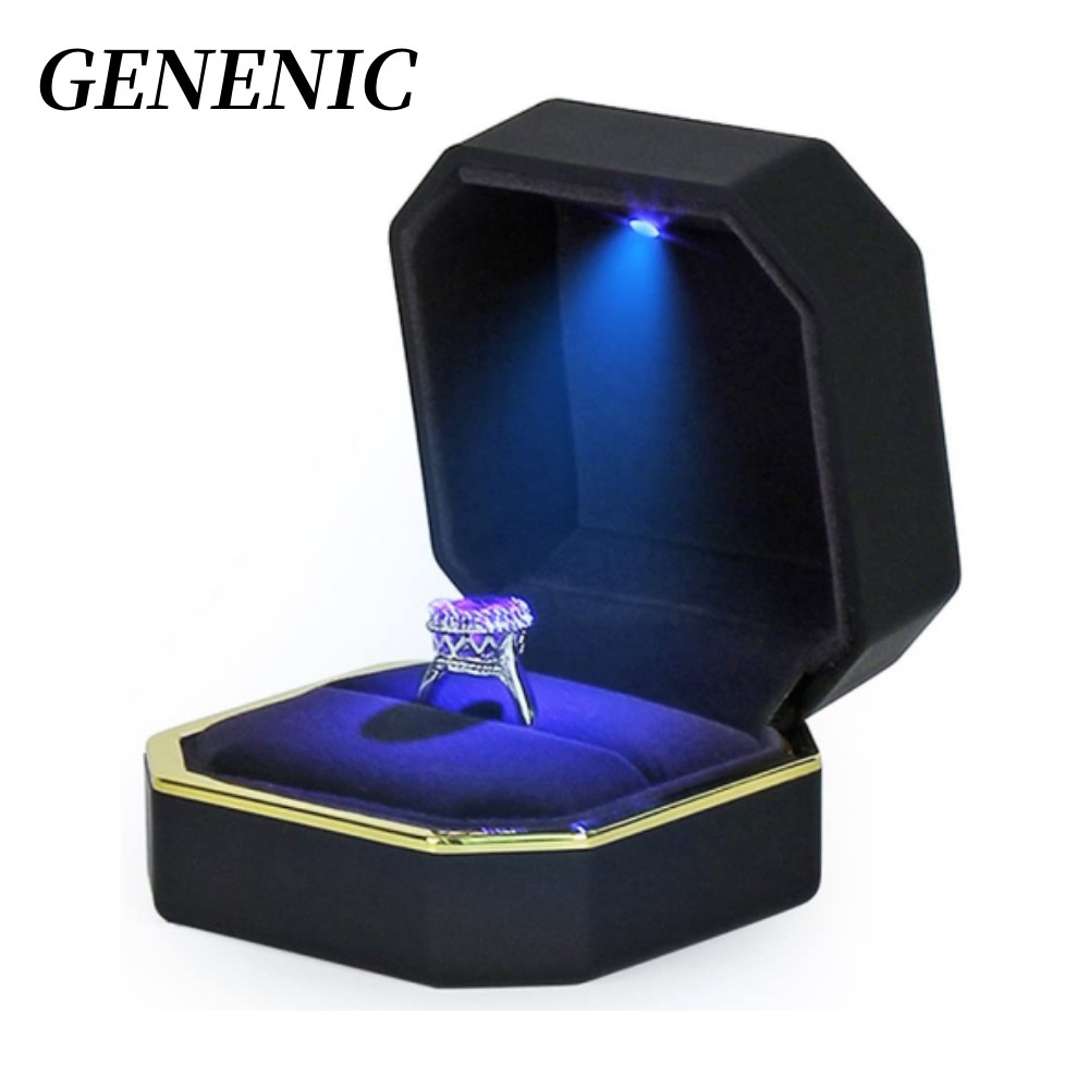 Kotak perhiasan LED, 1 buah LE - Velvet Ring Box Led Light Proposal ulasan dan harga