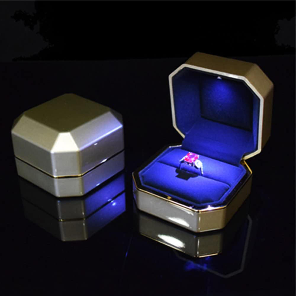 Kotak perhiasan LED, 1 buah LE - Velvet Ring Box Led Light Proposal ulasan dan harga