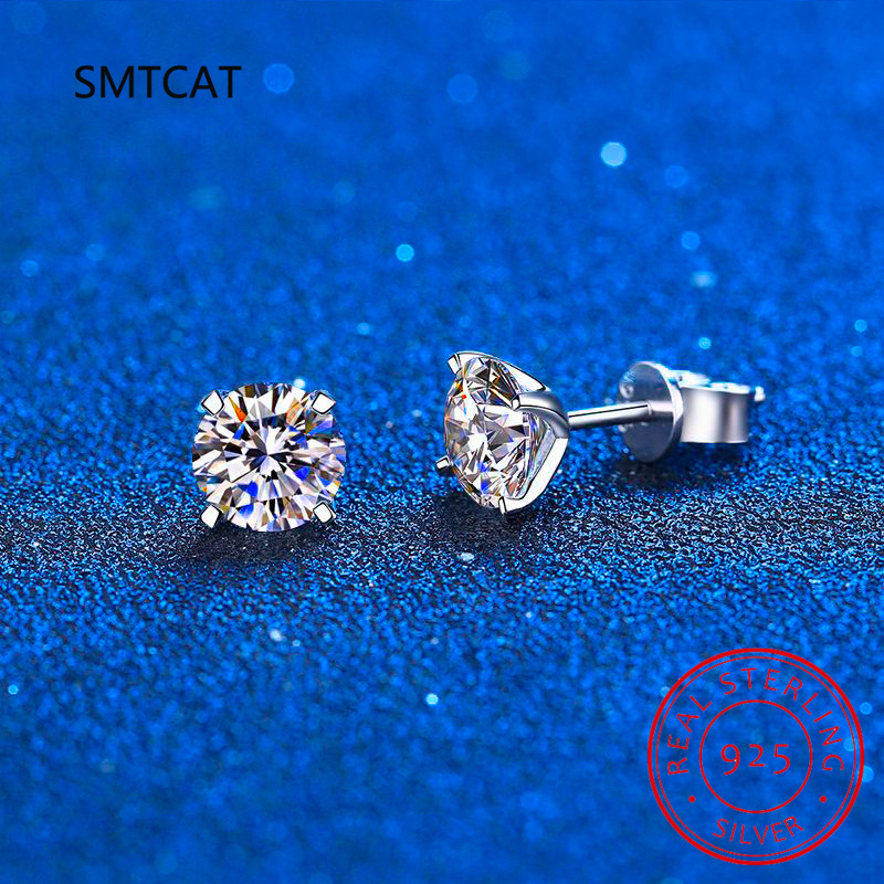 D Warna 1CT Moissanite Anting  - Moissanite Stud Earrings Round Cut 1Ct ulasan dan harga