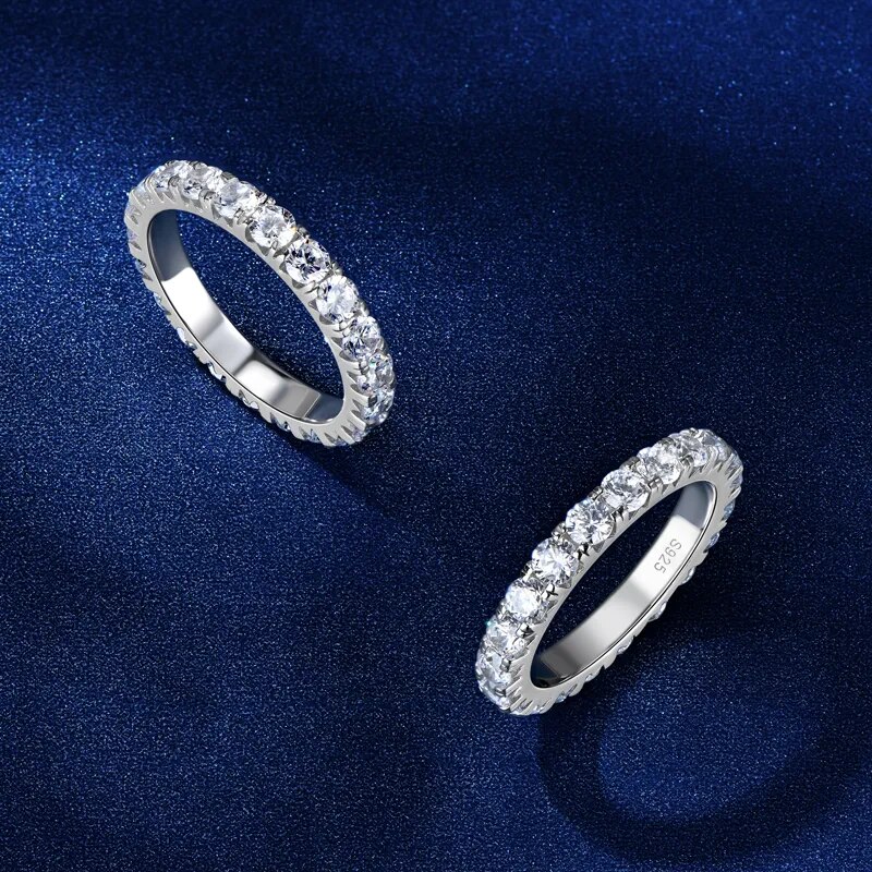 Anziw 3mm D Moissanite cincin  - Moissanite Eternity Band Ring Stackable ulasan dan harga