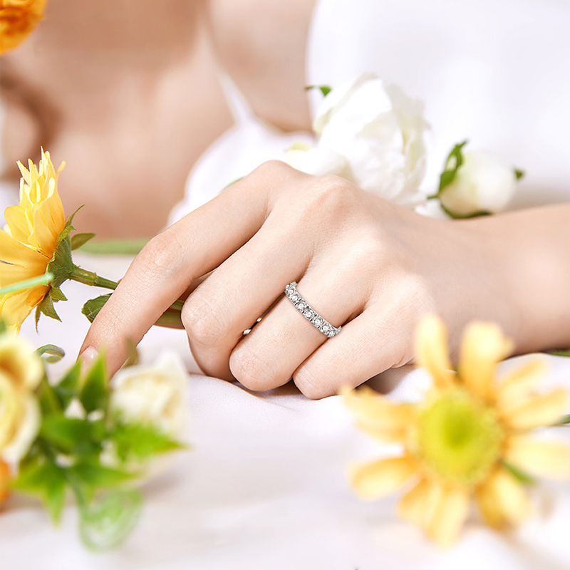 Anziw 3mm D Moissanite cincin  - Moissanite Eternity Band Ring Stackable ulasan dan harga