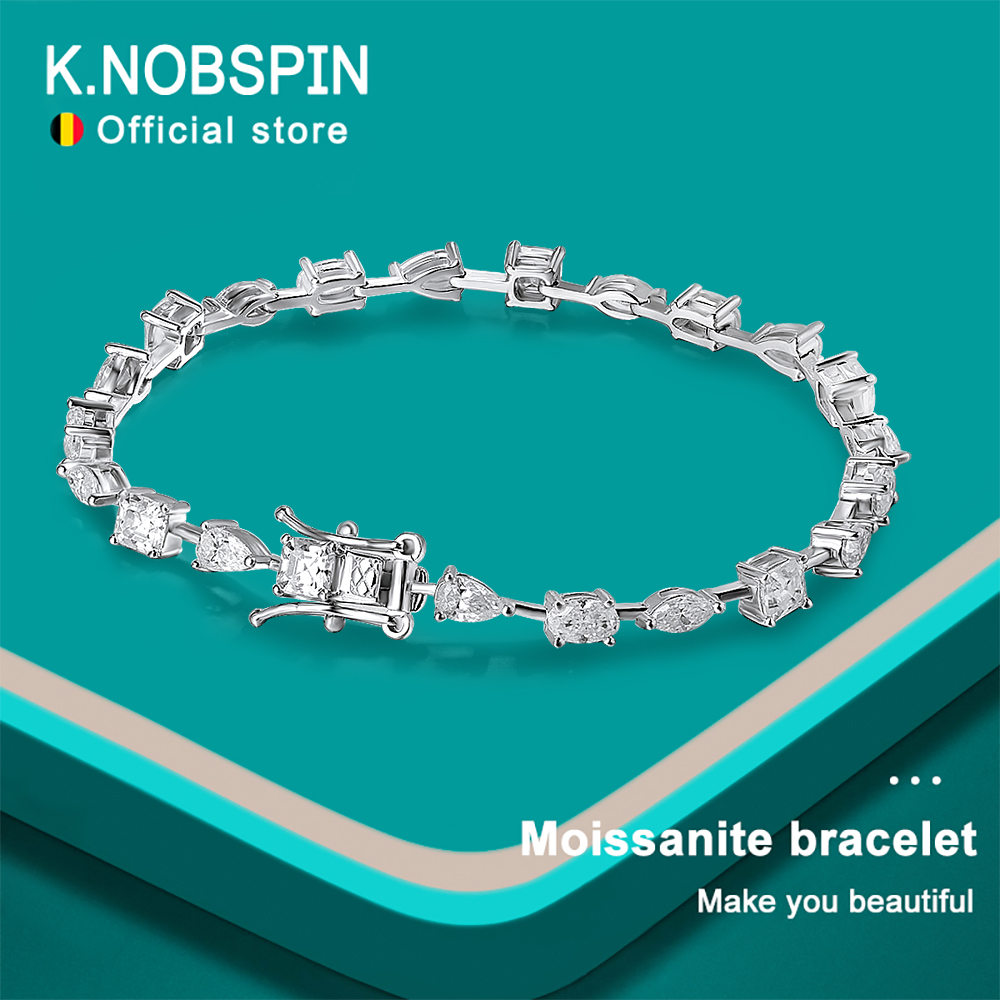 KNOBSPIN 6.3 - 8.1ct Gelang Te - Moissanite Tennis Bracelet 925 Sterling ulasan dan harga