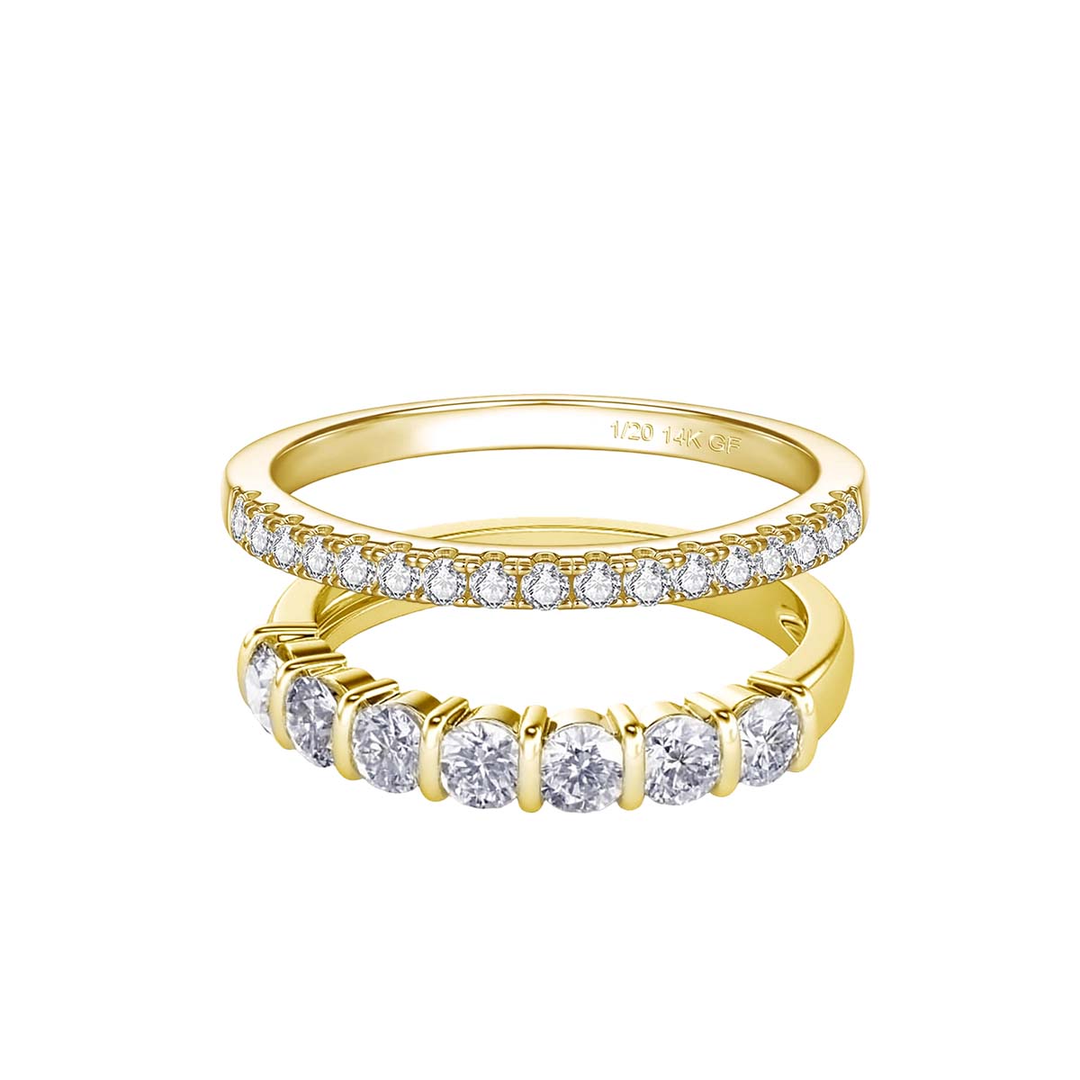 Cincin Tunangan dan Pernikahan - Moissanite Eternity Band Ring Stackable ulasan dan harga