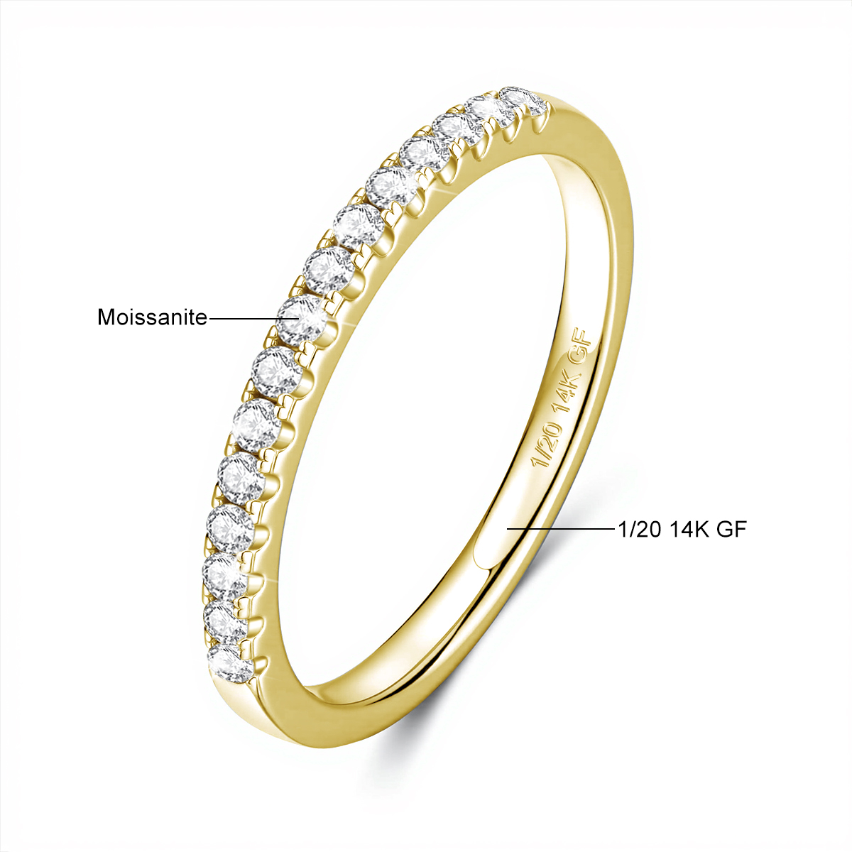 Cincin Tunangan dan Pernikahan - Moissanite Eternity Band Ring Stackable ulasan dan harga