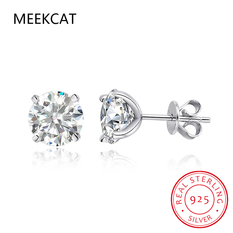 D Warna 1CT Moissanite Anting  - Moissanite Stud Earrings Round Cut 1Ct ulasan dan harga