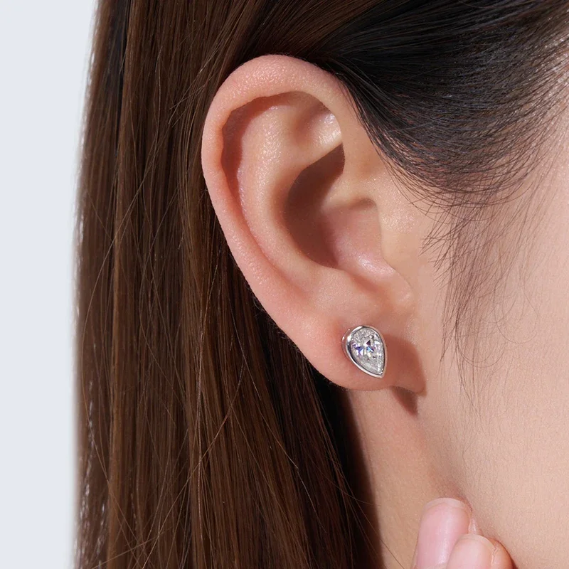 FCGJHW Set Bezel, Anting Tusuk - Moissanite Stud Earrings Round Cut 1Ct ulasan dan harga