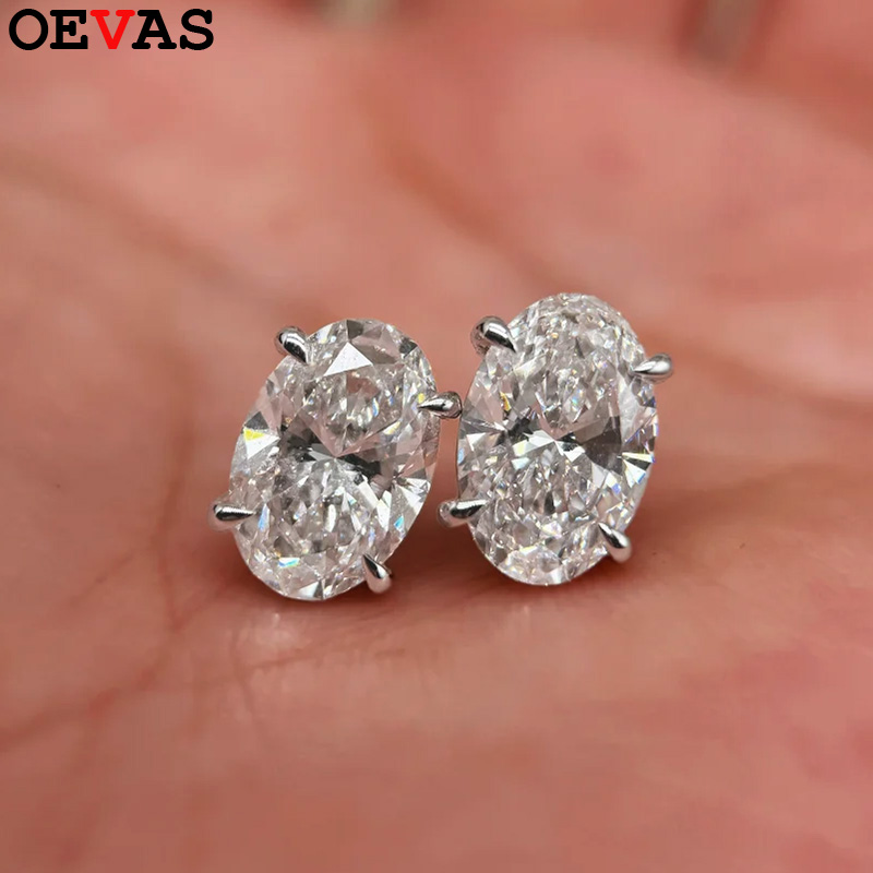 Anting Moissanite Potongan Ova - Moissanite Stud Earrings Round Cut 1Ct ulasan dan harga