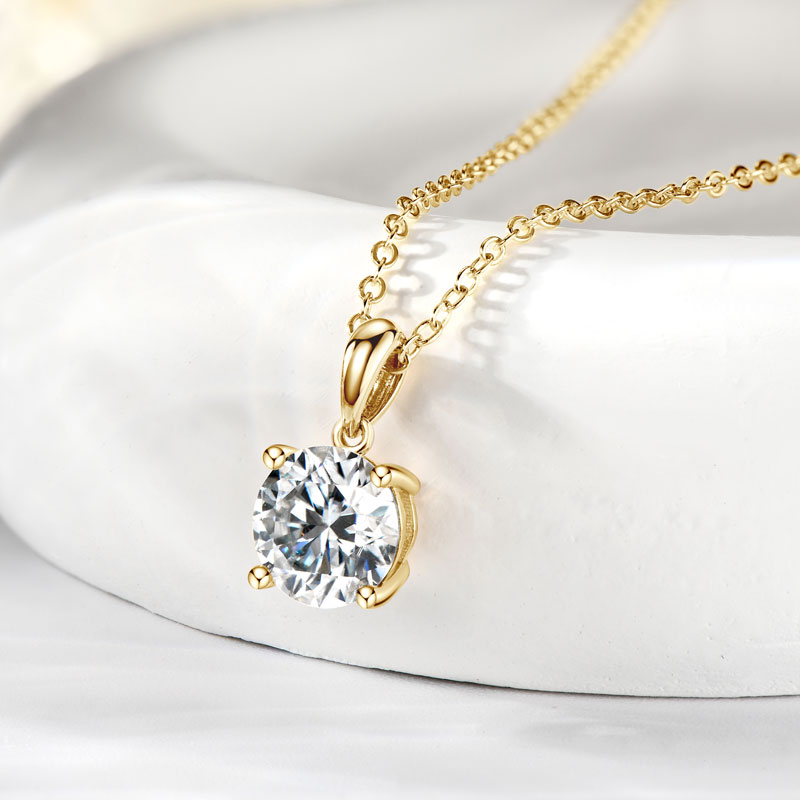 IOGOU Kalung Emas Padat 14K 8M - Moissanite Pendant Necklace Solitaire ulasan dan harga