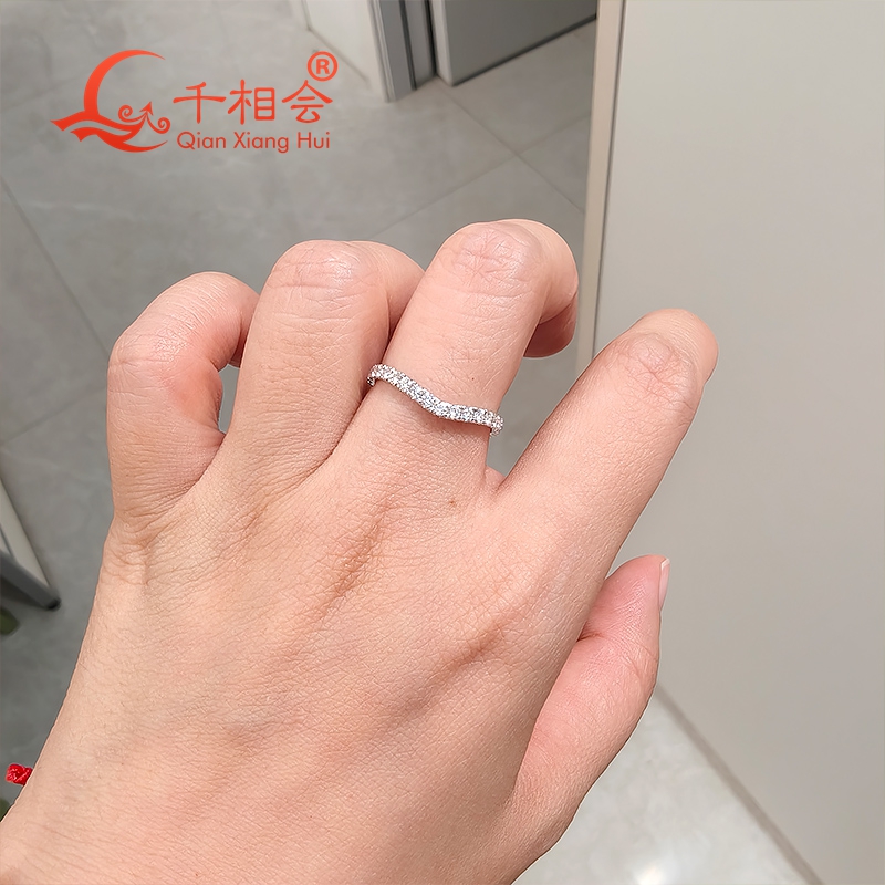 Cincin Perak Sterling S925 D w - Moissanite Eternity Band Ring Stackable ulasan dan harga